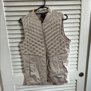 Nike Cream Running Vest with High Collar and Zip-Up Design